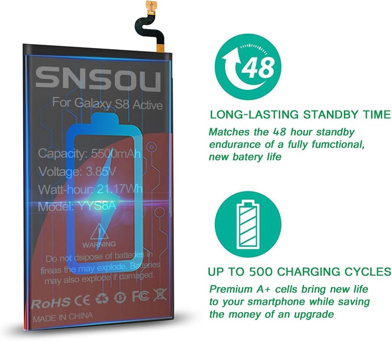 SNRONEW Galaxy S22 Battery, (2024 Upgraded ) 6800mAh EB-BS901ABY Li-Polymer Battery Replacement Compatible with Galaxy S22 5G SM-S901U SM-S908B, SM-S908B/DS, SM-S908U, SM-S908U1 with Screwdriver Tool Kit - Image 4